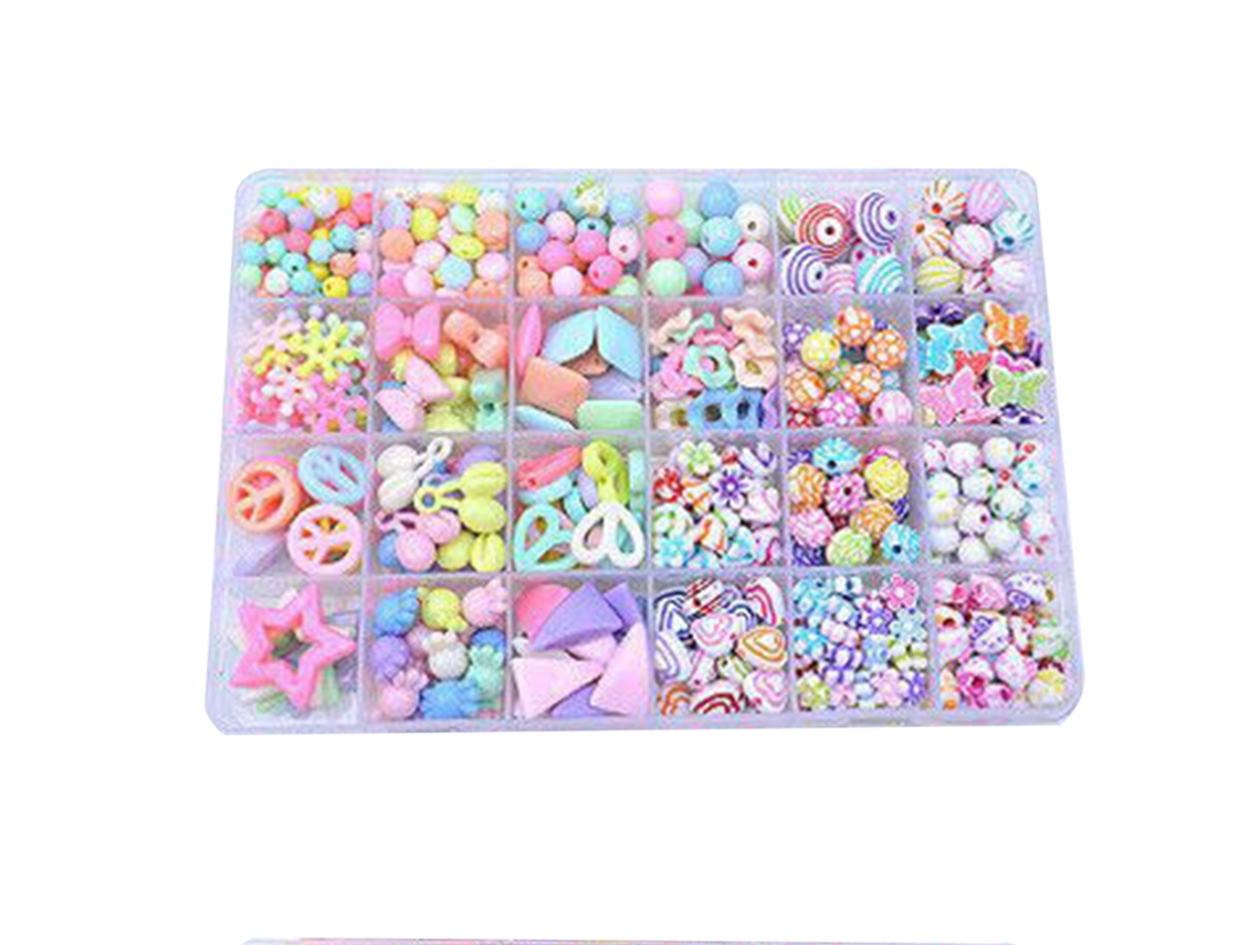 Kit De Pérolas Para Meninas Brinquedo De Fazer Pulseiras Diy Educativo 9 Peças Com 24 Compartimentos Tipo 2