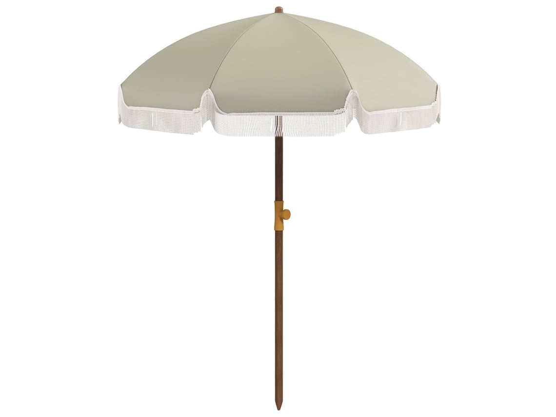 Chapéu de Sol de Praia Ø190x210 Cm com 8 Varas Abertura Manual Anti uv Impermeável e Bolsa de Transporte para Jardim Verde ORBITRA COMMERCE