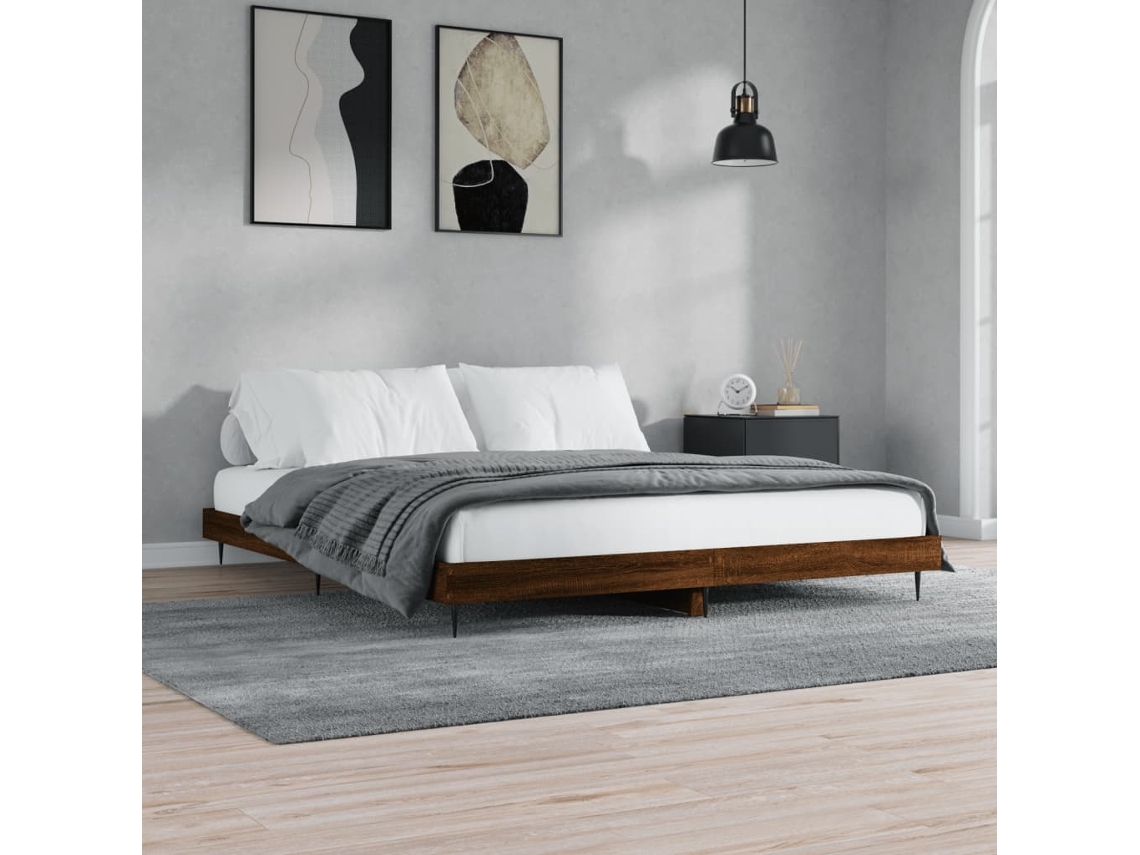 Vidaxl Estrutura Cama Sem Colchão 200x200 Cm Carvalho Castanho