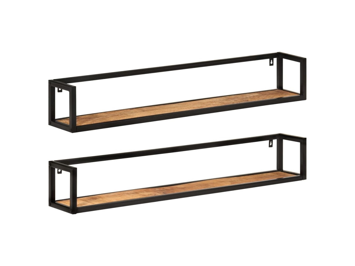 Vidaxl Prateleiras De Parede 2 Pcs 110x17x17 Cm Mangueira Maciça/ferro