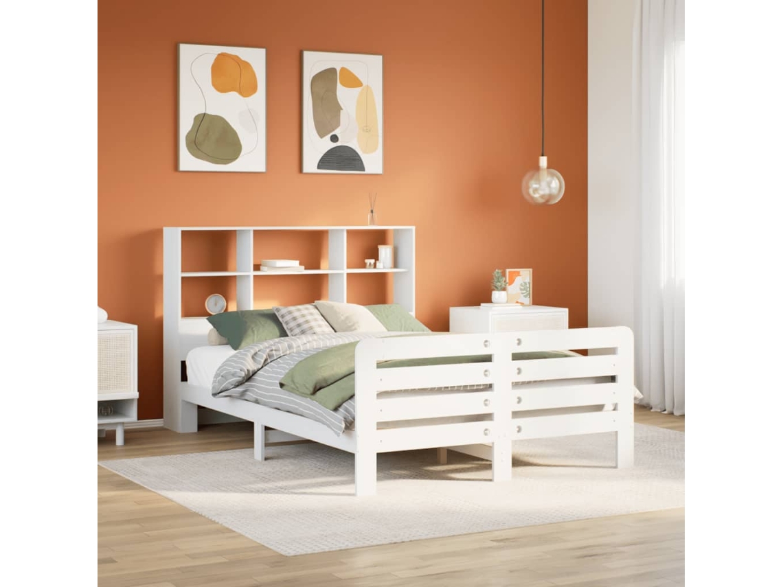 Vidaxl Cama Sem Colchão 160x200 Cm Madeira De Pinho Maciça Branco