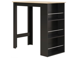 Mesa De Bar Com 3 Prateleiras Com Suporte Estilo Moderno Para Cozinha Sala De Jantar 112x57x106 Cm Preto E Madeira