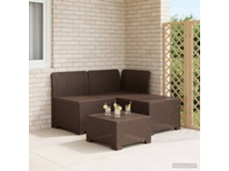 Vidaxl Sofá De Jardim 3 Lugares Estilo Rattan Pp Castanho
