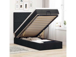Vidaxl Estrutura de Cama Otomana com Colchão 100x200cm Tecido Preto