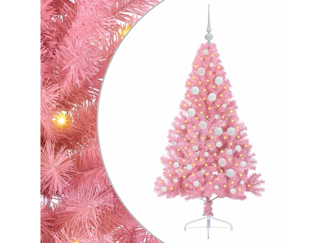 Árvore De Natal Artificial Iluminada Vidaxl Rosa Pvc (120 Cm)