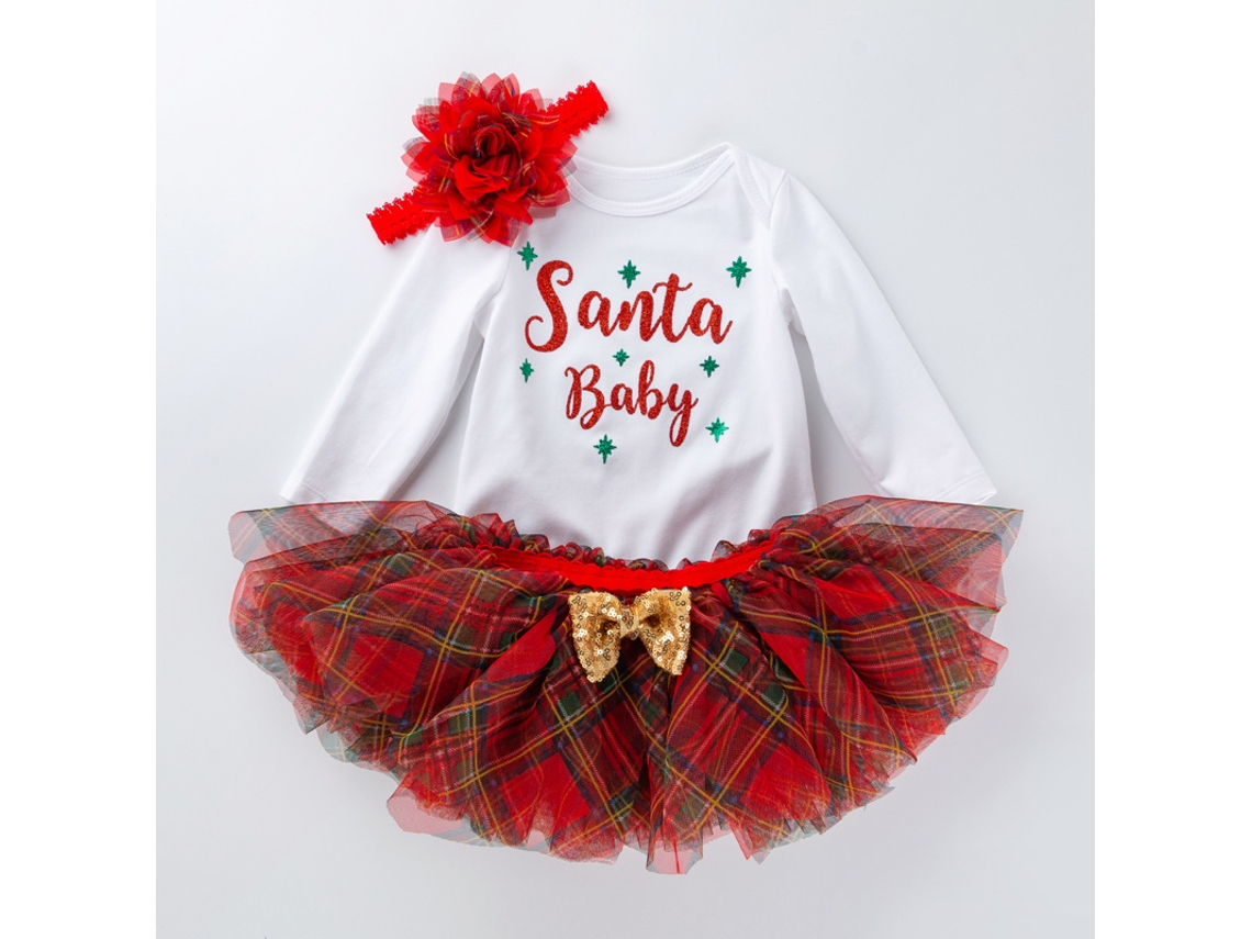 Conjunto de Saia Macacão de Bebê de Roupas de Natal 73Cm