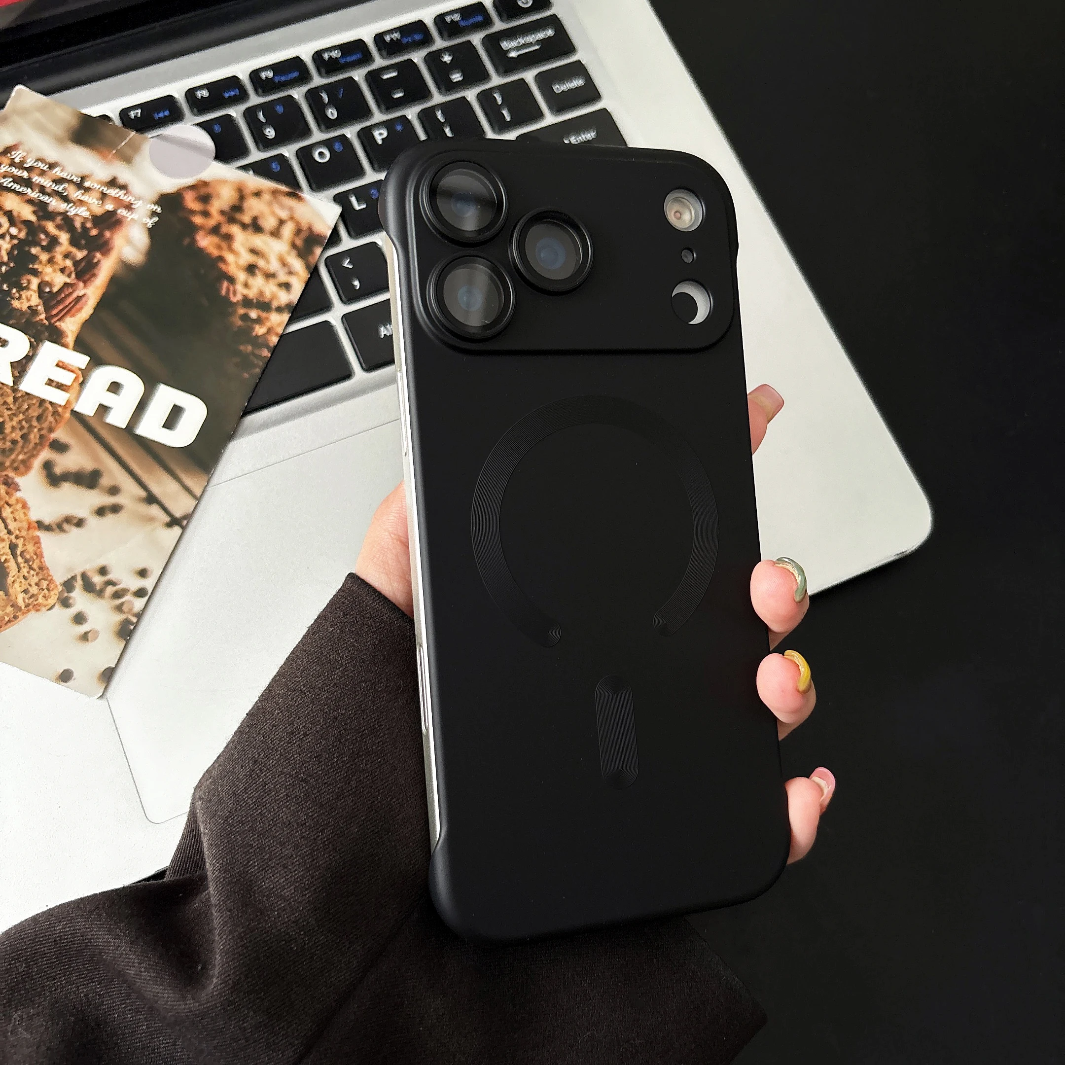 (iphone 14 Plus, Preto) Capa Protetora Magnética Ultrafina Para Iphone, Compatível Com Carregamento Magsafe.