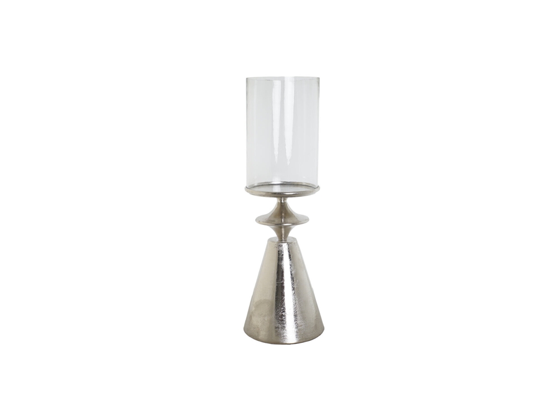 Castiçal de Alumínio com Cristal Prateado, 24x24x72cm ALEXANDRA HOUSE LIVING