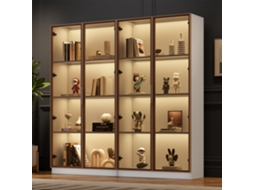 Conjunto 2 Vitrines Brancas De Vidro Com Led, Portas E Prateleiras Ajustáveis