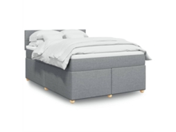 Vidaxl Cama Com Molas/colchão 140x200 Cm Tecido Cinzento-claro