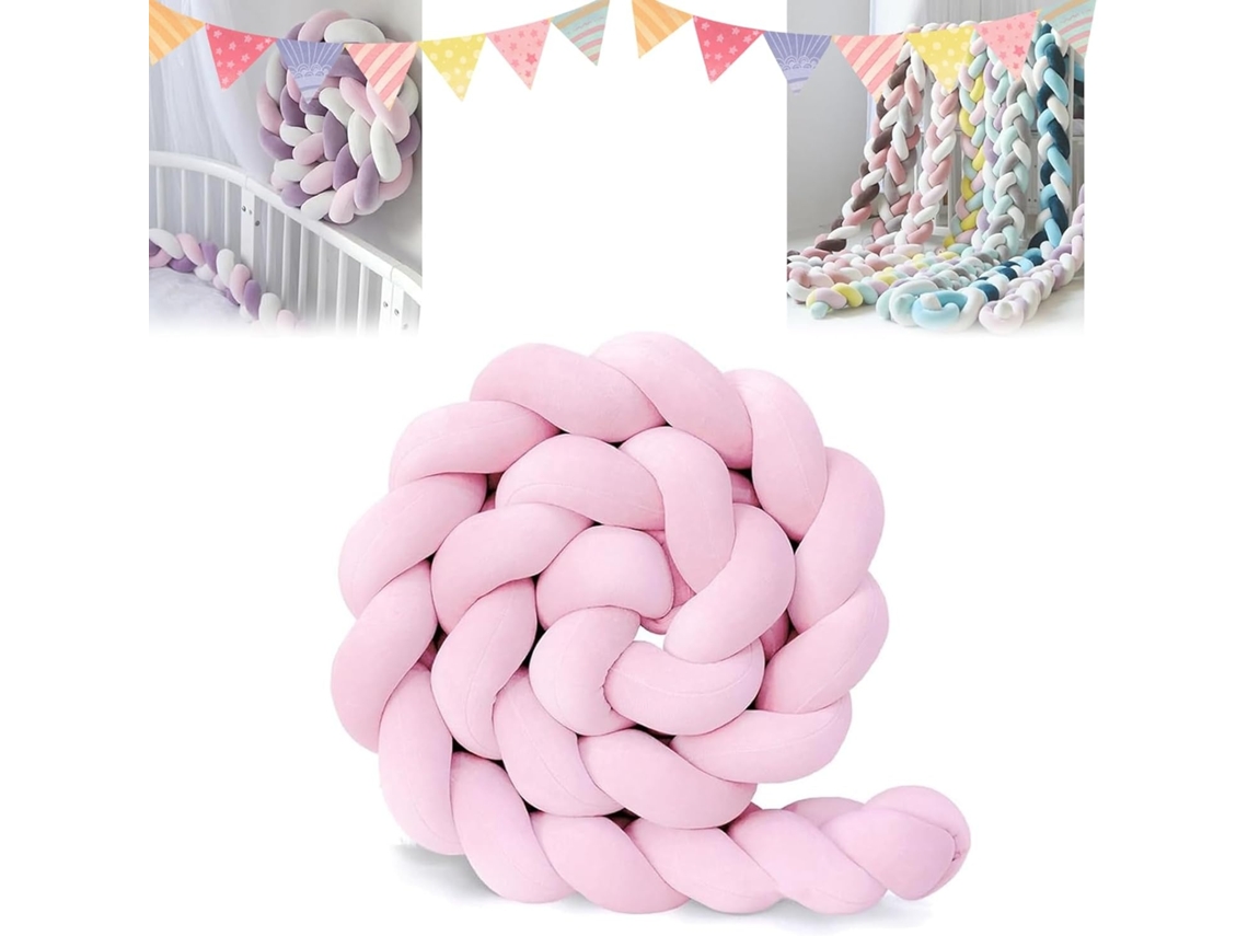 Protetor De Berço Anticolisão Macio E Lavável, 250cm, Rosa Elysve