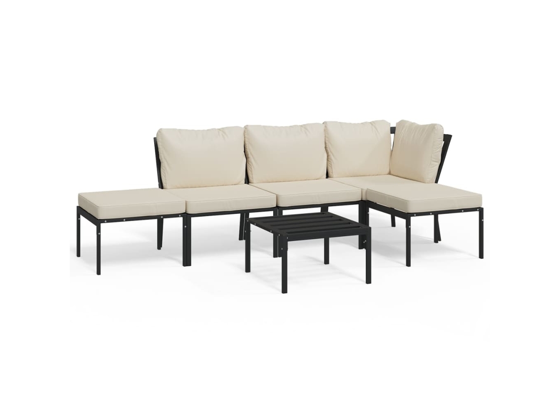 Conjunto de 6 Jardim Aço Lounge C/ Almofadões Areia MAISON EXCLUSIVE (6 pcs)