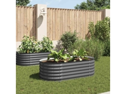 Vidaxl Canteiro Elevado De Jardim Aço Galvanizado 160x80x44cm Cinzento