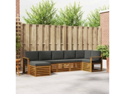 Vidaxl Conjunto De Sofás Para Exterior 7 Unid. Natural E Antracite