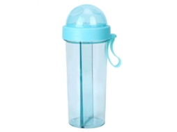 Garrafa de água esportiva portátil Brilvibera de 600ml para viagens ao ar livre, dupla função, com dois canudos.