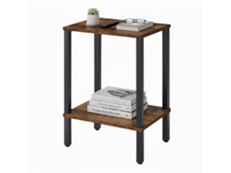 Relaxdays Mesa Lateral, 2 Prateleiras, Design Industrial, A X L X P: 55x38x30 Cm, Sala, Mesa Quadrada, Castanho/preto