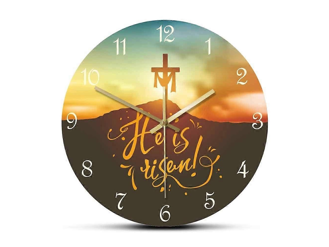 Relógio De Parede Cristão Silencioso, 12 Polegadas, Com Design De Cruz De Jesus, Para Decoração De Páscoa E Presentes Religiosos
