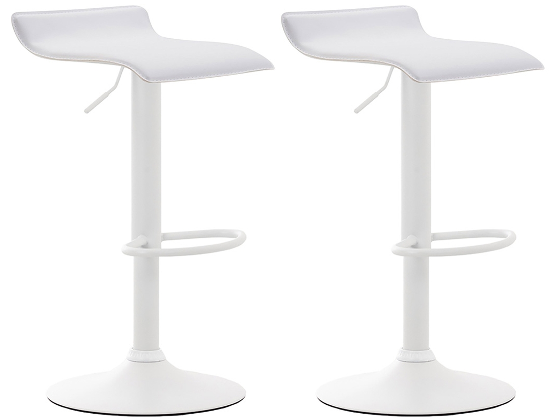 Conjunto de 2 bancos de bar em imitação de pele Dyn V2 branco/branco CLP