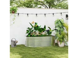 Recipiente Para Plantas Em Metal Com Borda De Segurança E Luvas, Fundo Aberto, 160l×80l×56h Cm, Cinza