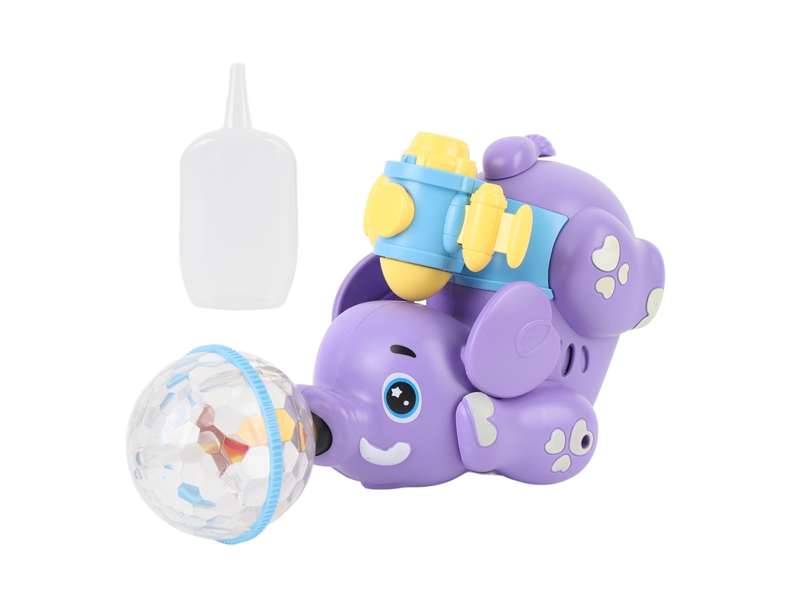Mali brinquedo Elefante Elétrico com Luz, Música, Nebulização e Bola Giratória 360 Graus Roxo