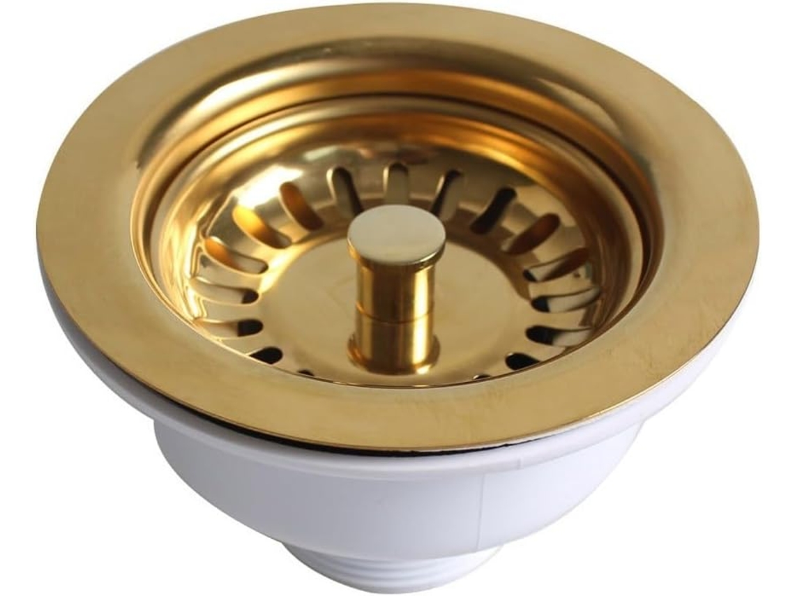 Ralo De Pia Em Aço Inoxidável Banhado A Ouro, Cesto Drenagem 114 Mm
