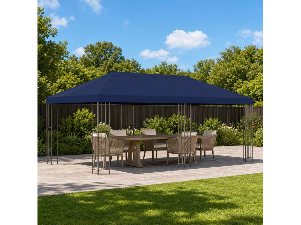 Vidaxl Gazebo De Jardim 6 X 3 M Azul Poliéster E Aço 190 Gsm