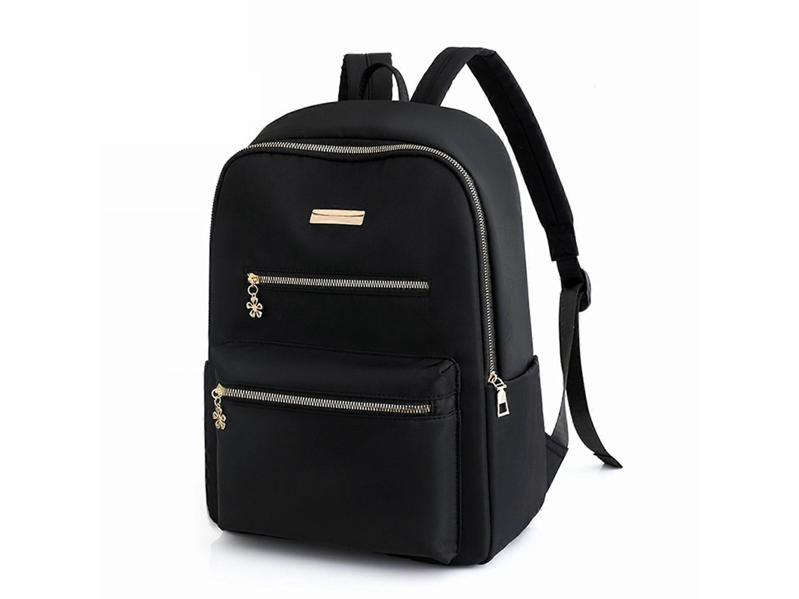 Mochila Feminina De Grande Capacidade, Simples, Escolar, Prática, Para Viagens, Moderna E Ideal Para Uso Diário Com Computador. Preta.