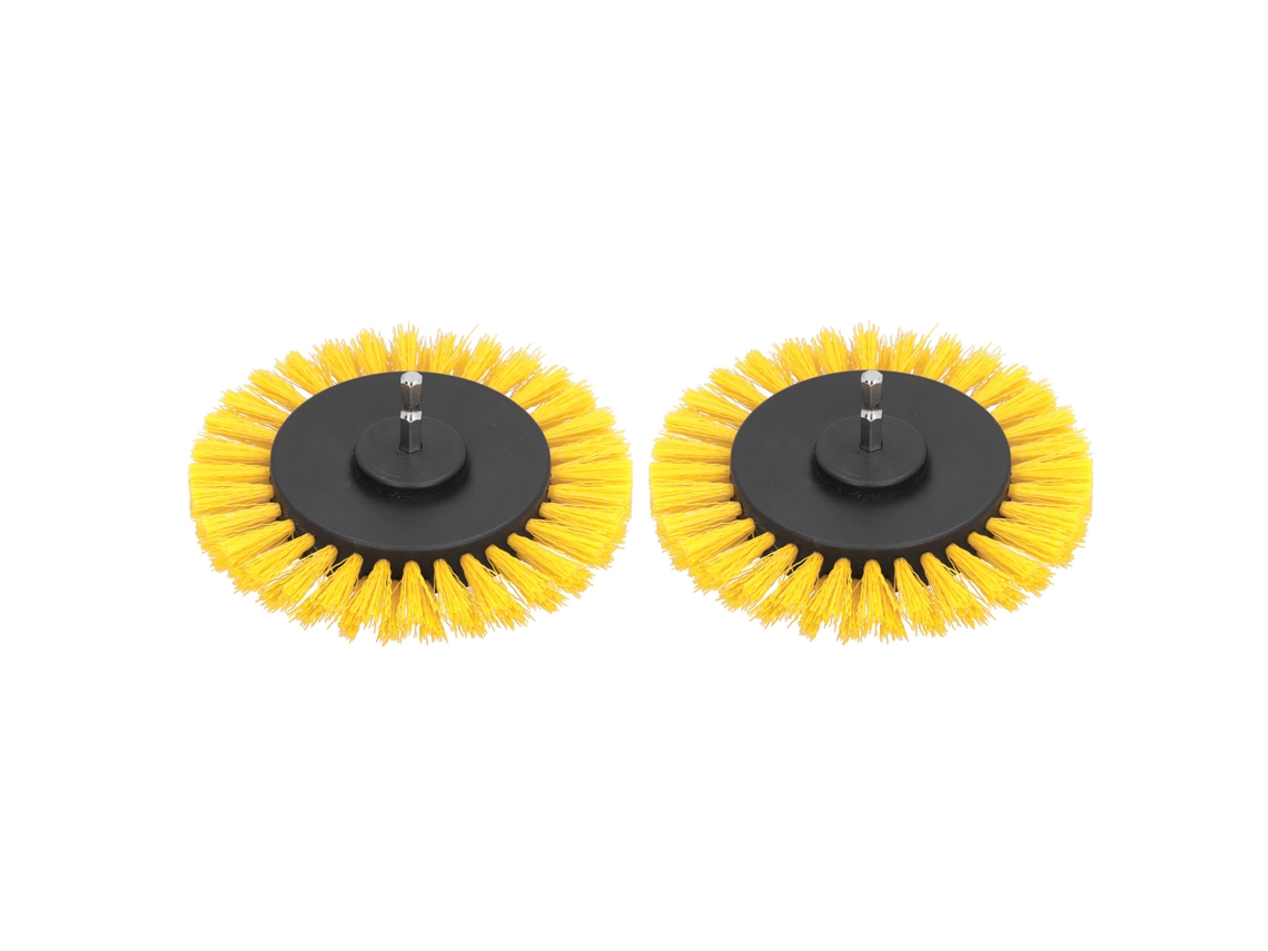 2 Pack Cabezales De Cepillo Eléctrico Para Taladro 3.5 Pulgadas Duraderos Adjuntos Para Alfombras Decoración Amarillo