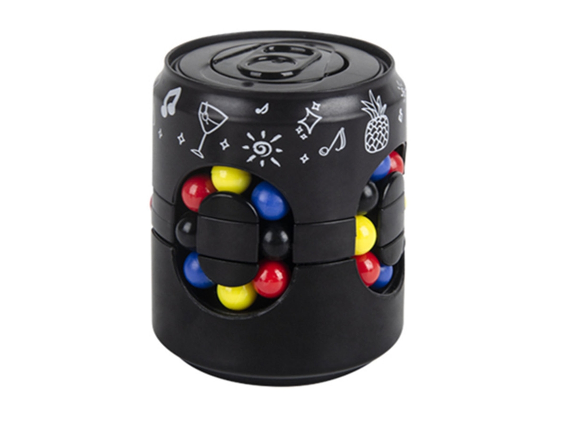 Ats juguete de Rotação Lata de Feijão para Aliviar o Estresse Spinner Puzzle Educativo Sensorial para Crianças Preto