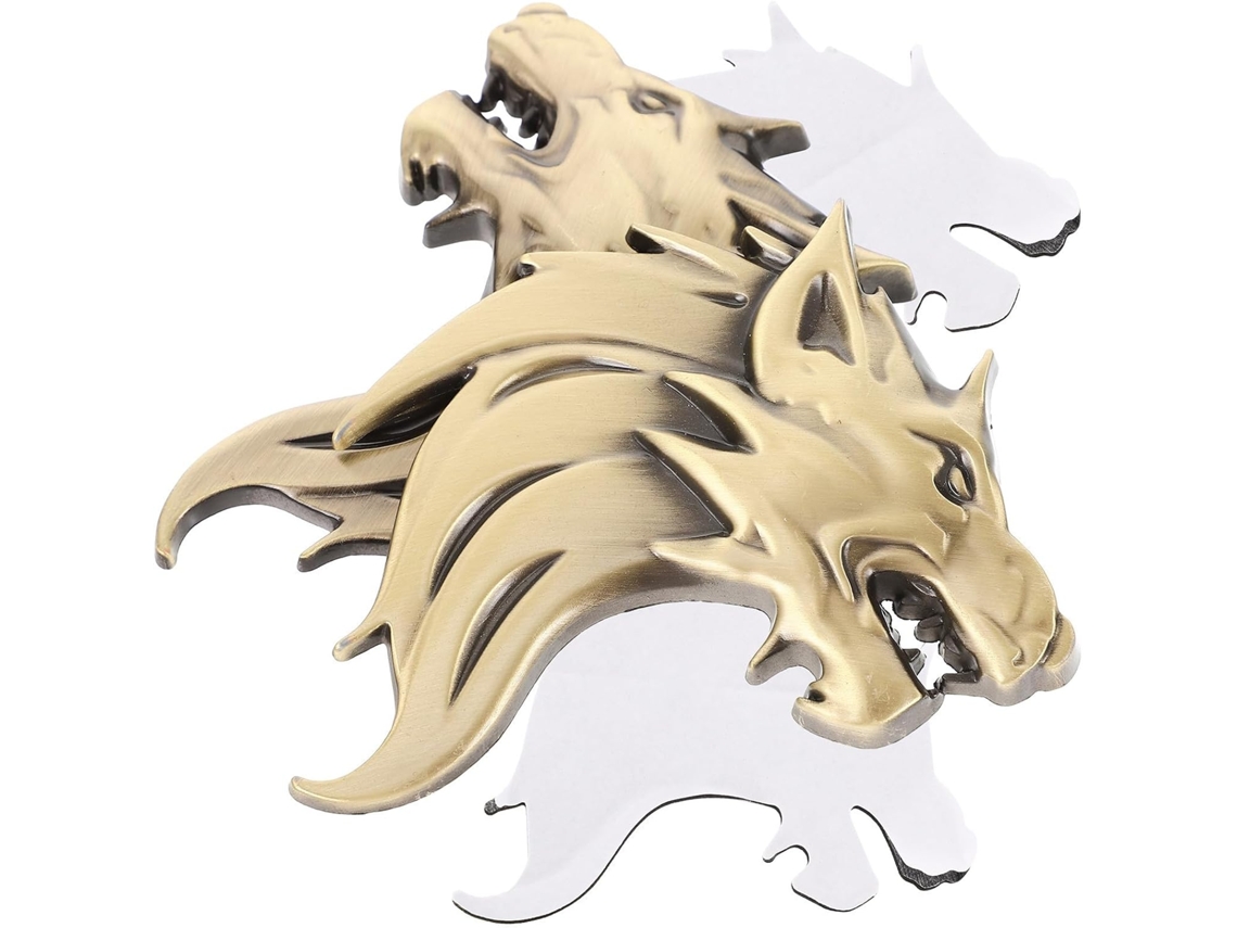 Adesivos metálicos 3D com cabeça de lobo para carro, 2 peças, Zinco League, à prova d'água.