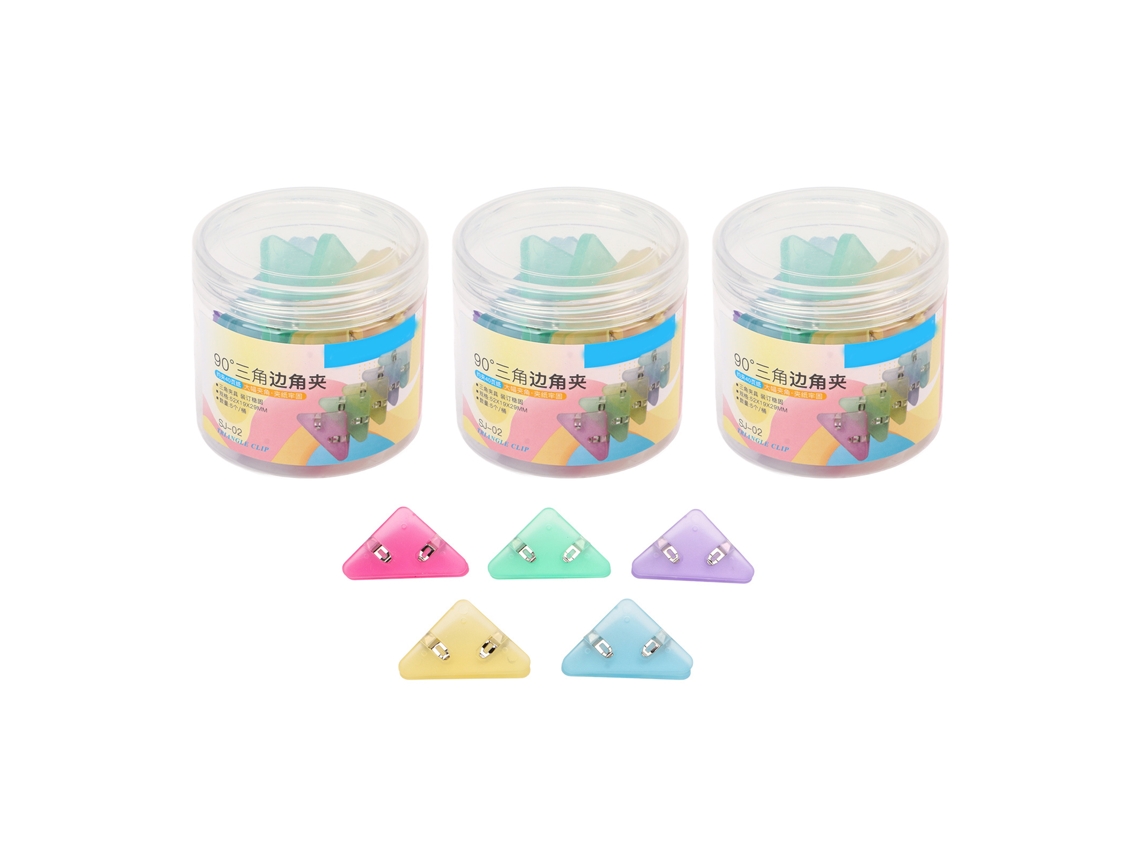 15 Clips Triangulares Coloridos Para Cantos De 90 Graus, Resistentes, De Pet, Muito Usados Para Arquivos.