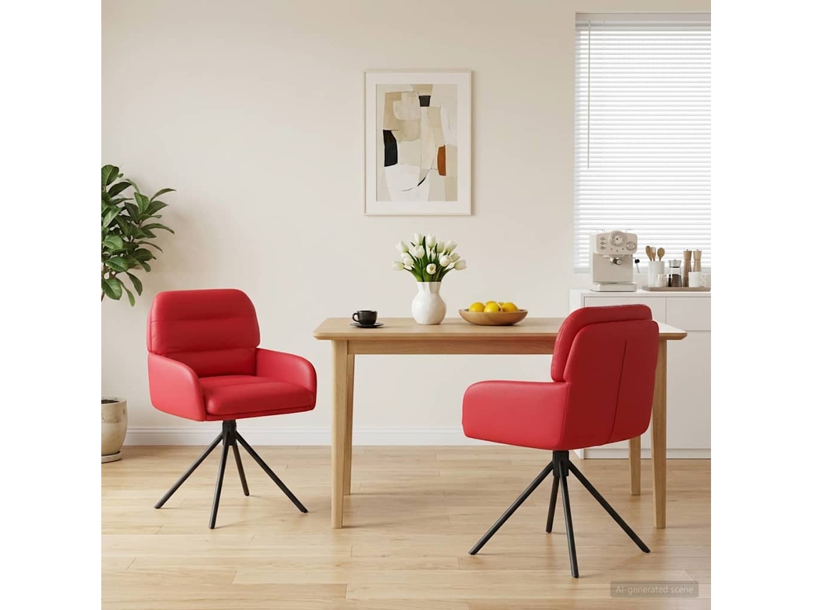 Vidaxl Cadeiras De Jantar Giratórias 2 Unid. Couro Sintético Vermelho