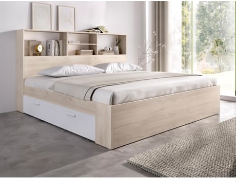 Cama Com Colchão E Estrado Vardiel Natural Vente-unique Madeira Bege (140x190)