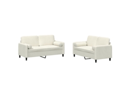 Maison Exclusive - 2 Pcs Conjunto De Sofás Com Almofadas Veludo Cor Creme