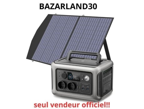 Gerador solar Bazarland30.allpowers R600 com painéis solares dobráveis de 100 W, bateria Lifepo4 de 299 Wh e carregamento rápido.