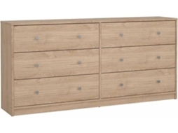 Cómoda Dupla Aveiro 6 Gavetas (Outlet Grade A - Jackson Hickory - 143.1 x 30.1 x 68.3 cm)
