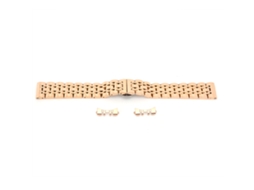 Pulseira de relógio ajustável em aço inoxidável rosa, 21 mm, para substituição.