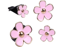 Conjunto de 4 mini difusores de aromatizador de carro em formato de flor.