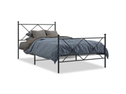 Estrutura de Cama com Cabeceira e Pés Metal Preto MAISON EXCLUSIVE 100x190 cm
