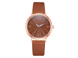 Relógio de Pulso Feminino Disu Fashionável com Pulseira de Pu e Movimento de Quartzo Marrom