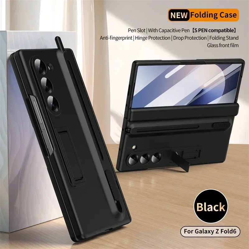 (preto, Galaxy Z Fold5) Capa Para Celular, Proteção De Tela, Armazenamento Retrátil, Com Compartimento Para Caneta