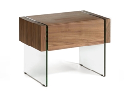 Mesa de Cabeceira ANGEL CERDÁ. 7042 (Castanho - MDF, Vidro - 58 x 39 x 43 cm)