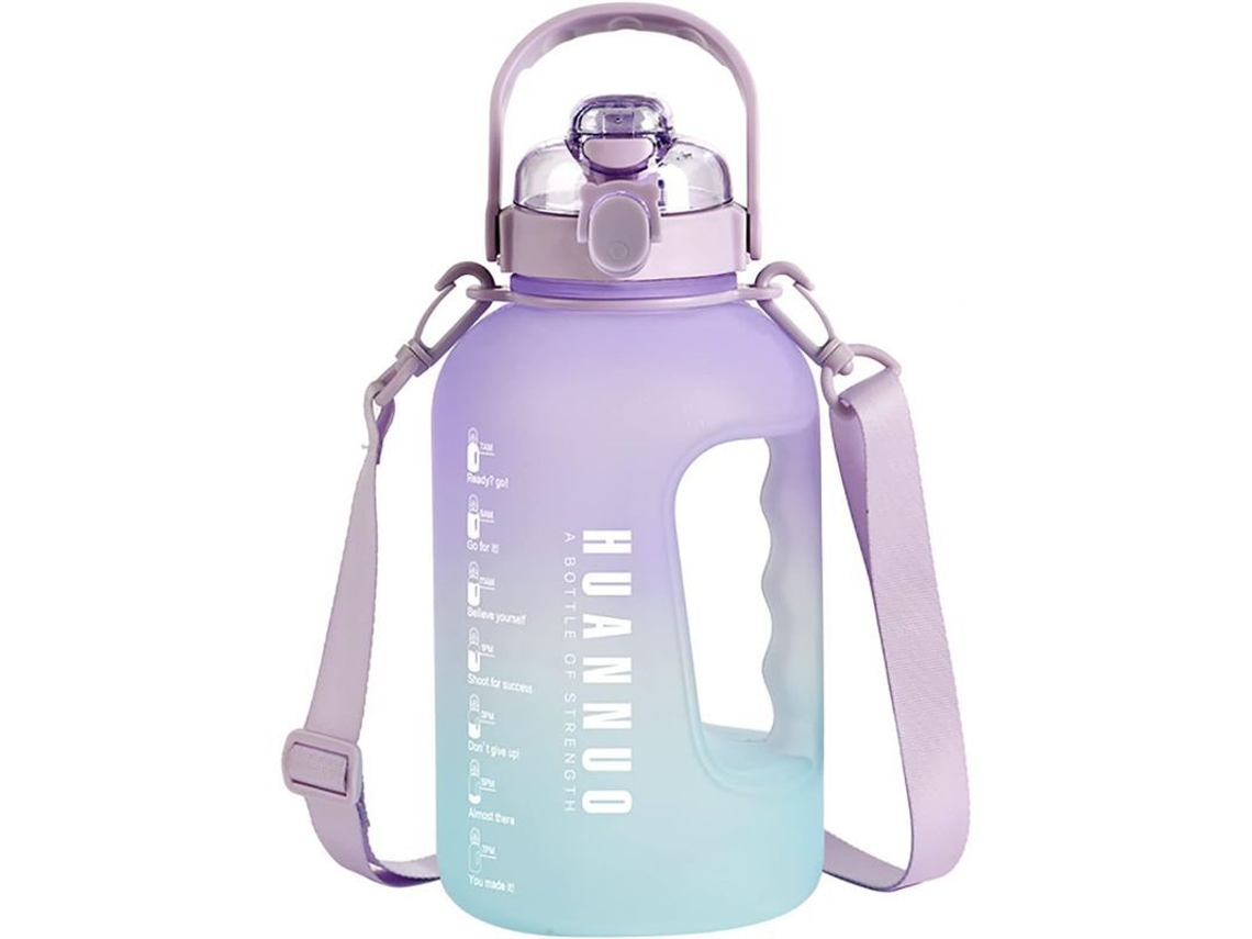 2026 botella de Água Linjou 2.2l Sem Bpa com Canudo e Marcos de Tempo Gradiente Roxo Azul