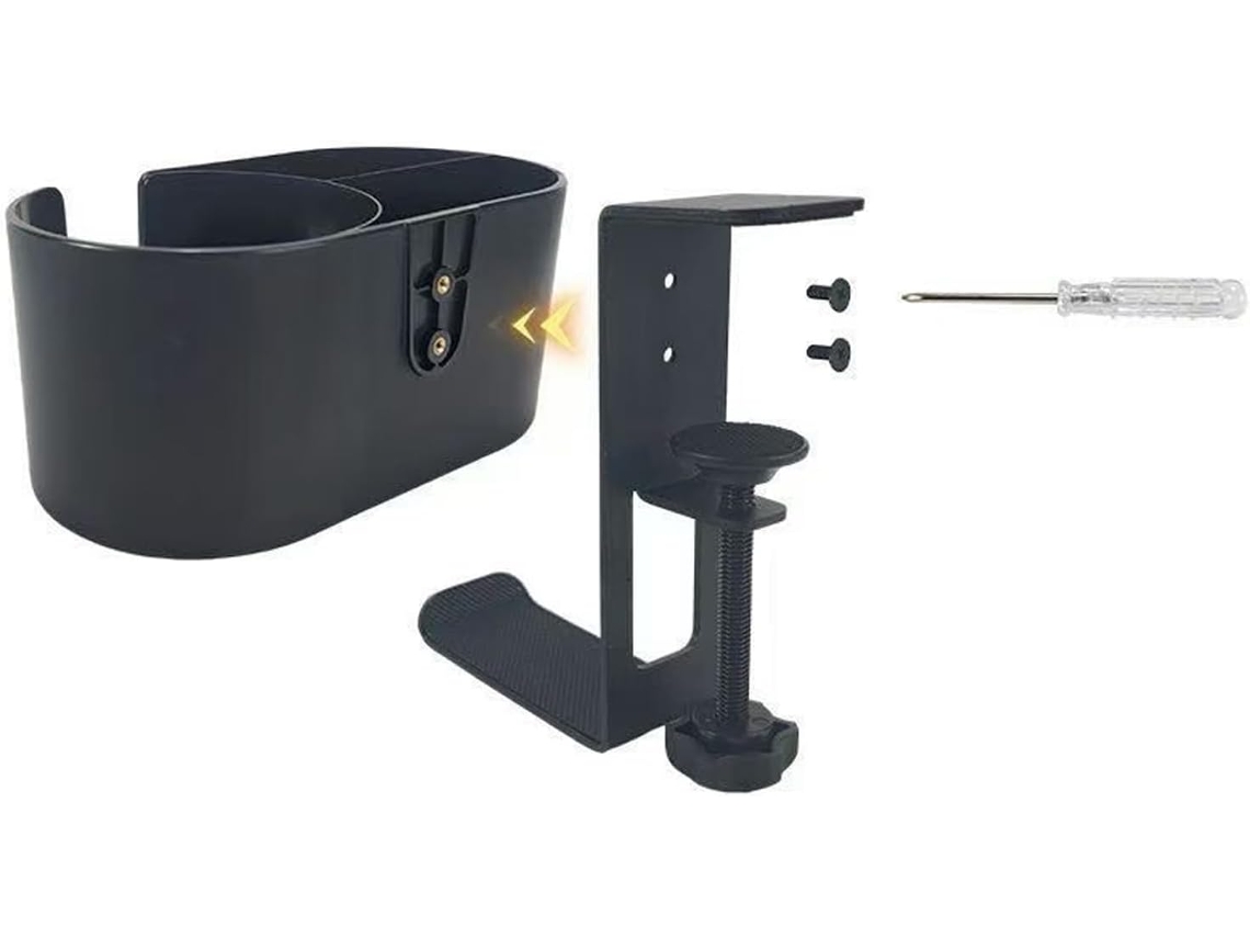 Suporte Multifuncional para Copos em Liga de Alumínio com Suporte para Fones de Ouvido. SFUSHOS