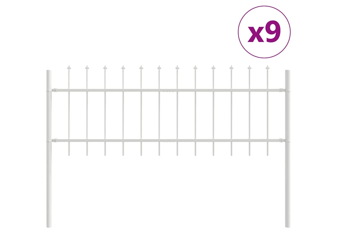 Conjunto 9 Painel De Jardim Vidaxl Branco Aço Revestido A Pó (15,3 X 0,6 M)