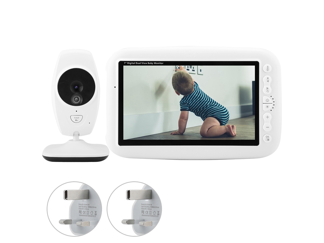 Monitor De Bebê Sem Fio De 7 Polegadas 720p, Visão Noturna Infravermelha E Áudio Bidirecional (bateria Embutida)