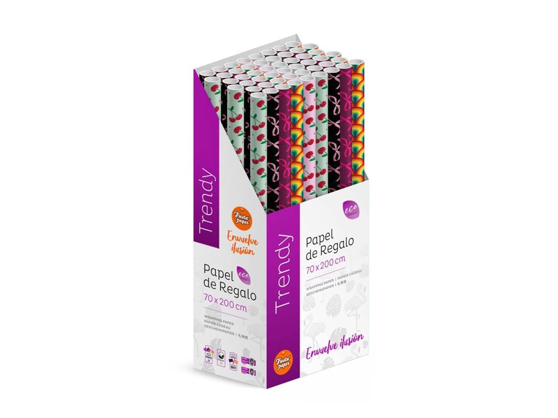 Pacote 50 Rolos Papel Presente Trendy 2m X 70cm Estilo Moderno - Fp Party Paper