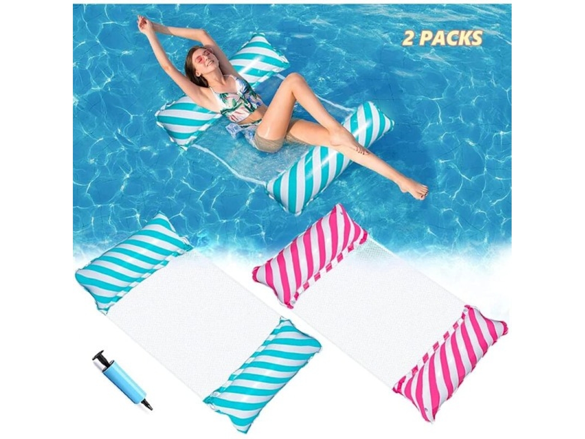 Conjunto De 2 Redes Flutuantes, Rede Inflável 4 Em 1 Para Piscina, Rede Inflável Aquática, Rede Flutuante Dobrável Ultraleve, Espreguiçadeira F