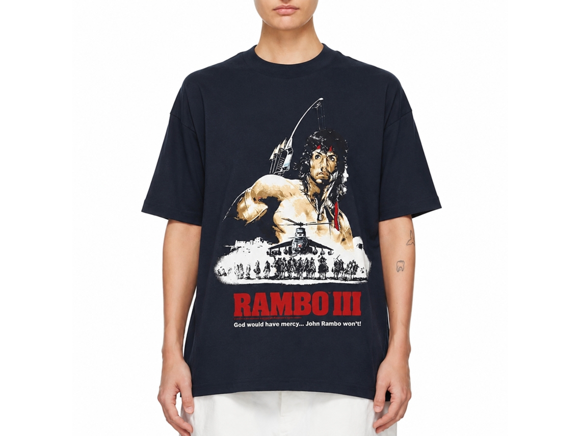 Rockinstone Rambo Movie God Would Have Mercy Navy Adult T-shirt Size:xxxl