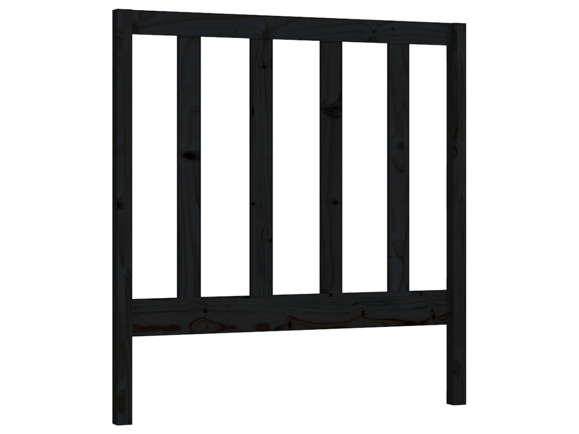 Vidaxl Cabeceira De Cama 81x4x100 Cm Pinho Maciço Preto